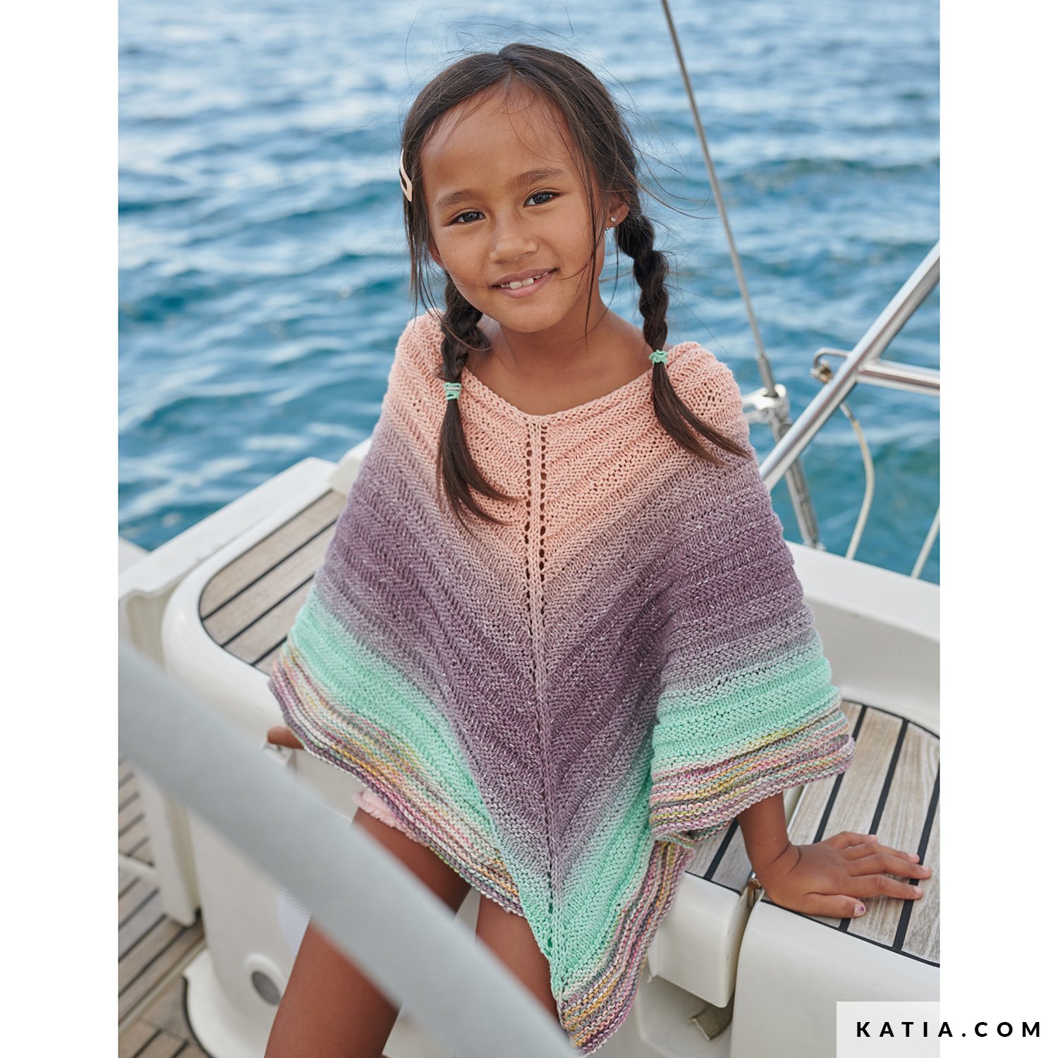 Katia Fair Cotton CRAFT 804 Rose-Pearl black berry-Water blue