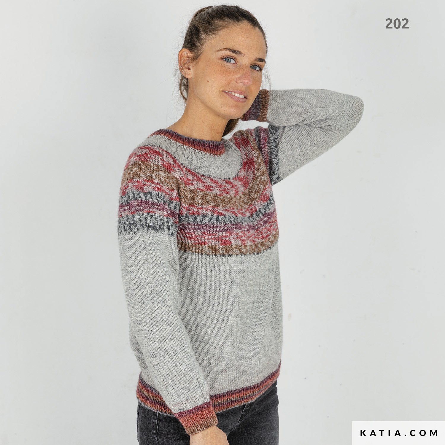 Katia Lopapeysa 202 Red-Black-Rust