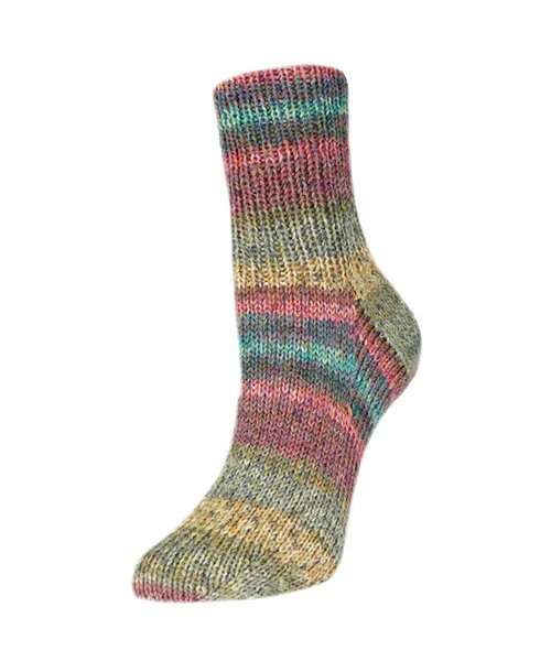 Flotte Socke 4f. Alpaka-Merino 3072 türkis-rot-ocker