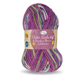 Flotte Socke 6f. Bambus-Merino Celebration 7071 fuchsie-bunt