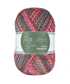 Flotte Socke 6f. Andante 7090 altrosa-erika-gelb-türkis